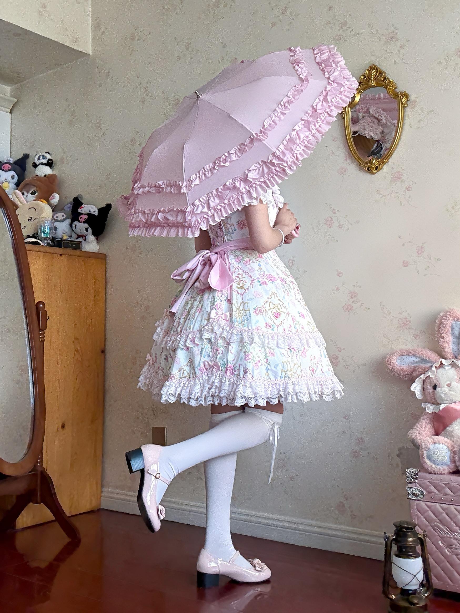 Raven and Lace Classic Lolita Foldable Ruffle Parasol - image 2