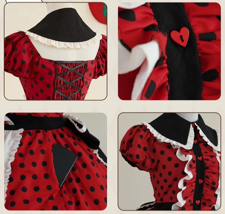 Teacup Meow - Old School Lolita Polka Dot OP Dress, Cat and Teacup Patch - image 15