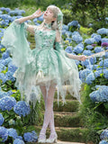 Green Chinoiserie Boned Corset JSK with Bird and Floral Embroidery - image 1