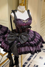 Galaxy of Fallen Tears - Sleeveless Glitter Series Triple-Layered Ruffled Bow Asymmetric Sweet Lolita JSK Dress - image 1