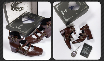 Vintage Elegant Lolita Three-buckle Mary Janes Shining Shoes - image 7
