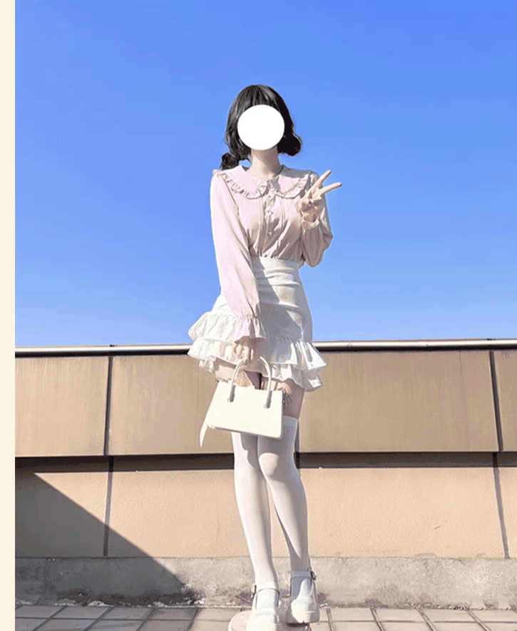 Plus Size Lolita Shirt Long Sleeve Doll Collar Blouse - image 6