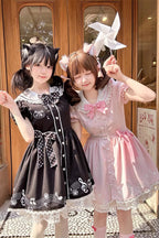 Melody Kitty - Sweet Lolita Short-Sleeve OP Dress in Black - image 11