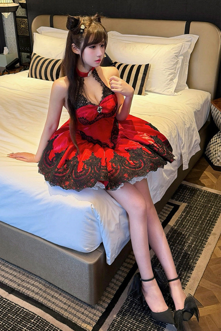 Lace Cat - Gothic Ballet Lolita JSK Dress in Red - image 6