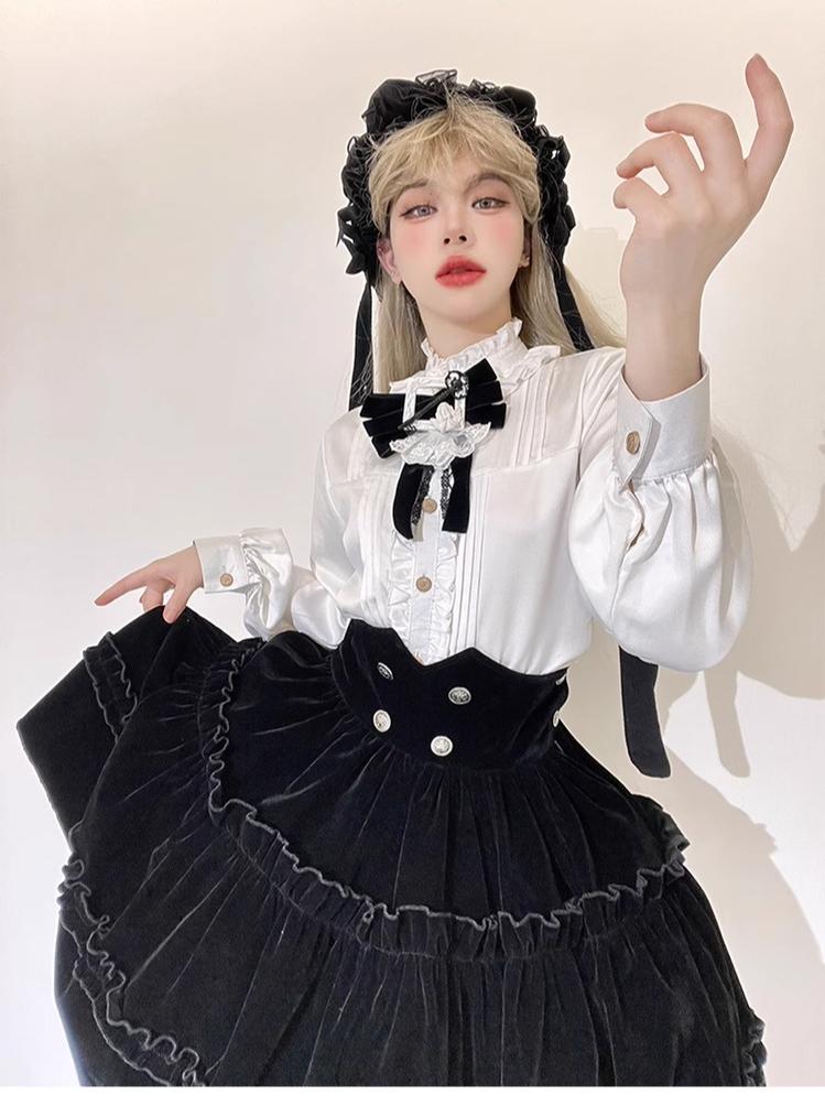 Erosion Heart F-Type - Ouji Lolita Suit Black Velvet Shorts and Skirt - image 17