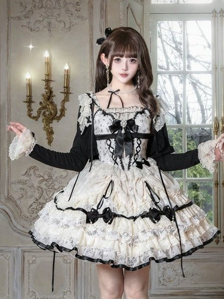 Lace Trim Cardigan with Black Bow - Sweetheart Macaron Lolita - image 2