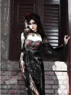 Rose Cemetery - Dark Red Velvet Gothic Lolita Dress - image 18