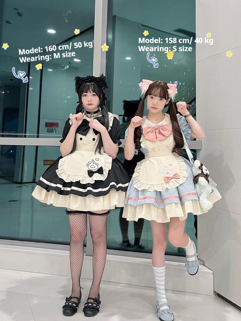 Cat Cafe - Maid Lolita OP dress with Detachable Bow and Apron - image 4