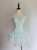 Mint Layered Lace Corset Dress and Sheer Cardigan Set - image 1