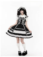 Monochrome Snowflake Cotton JSK Dress with Ruffle Trim - image 2