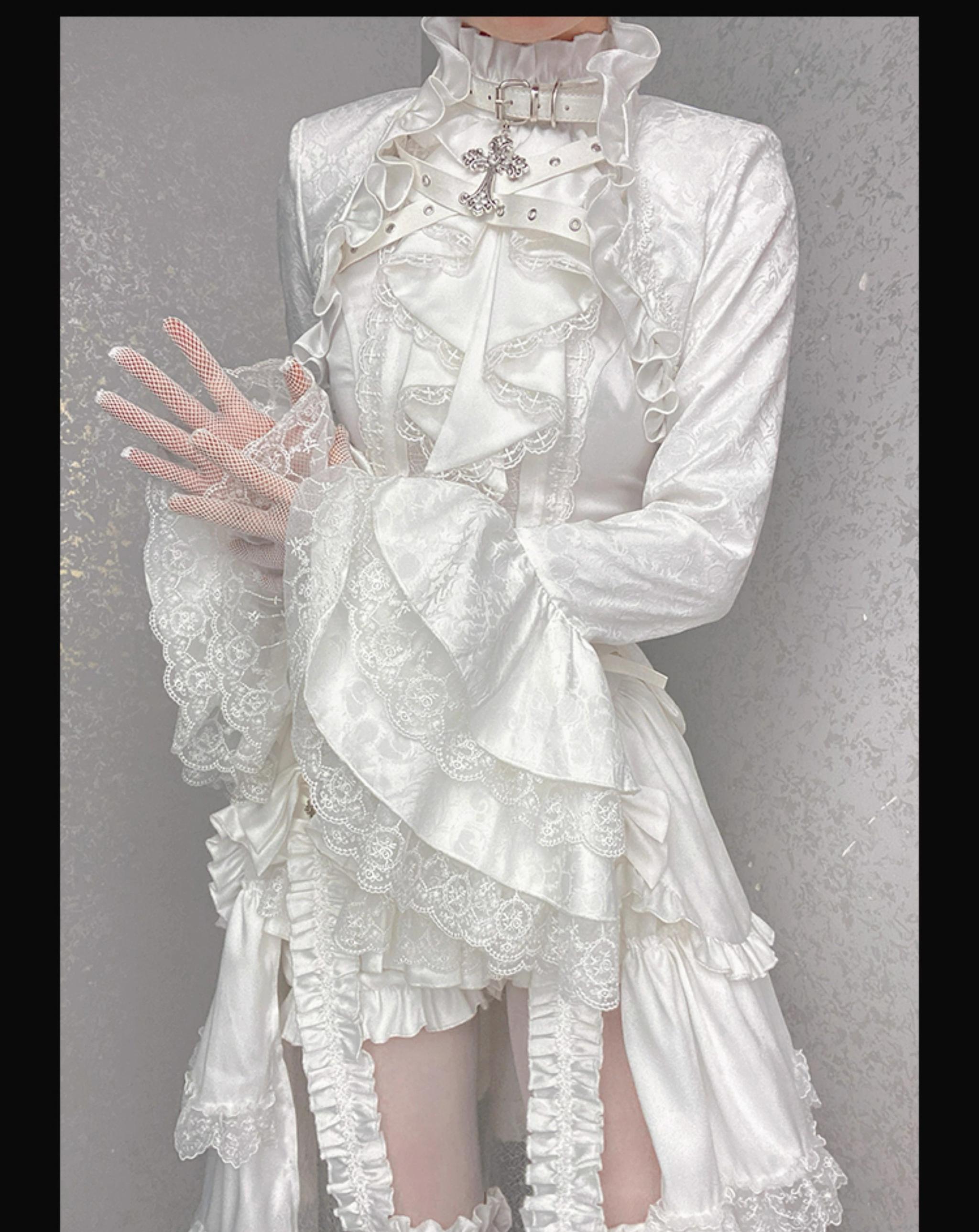 Omega Wedding Gothic Ouji Lolita White Suit - image 12