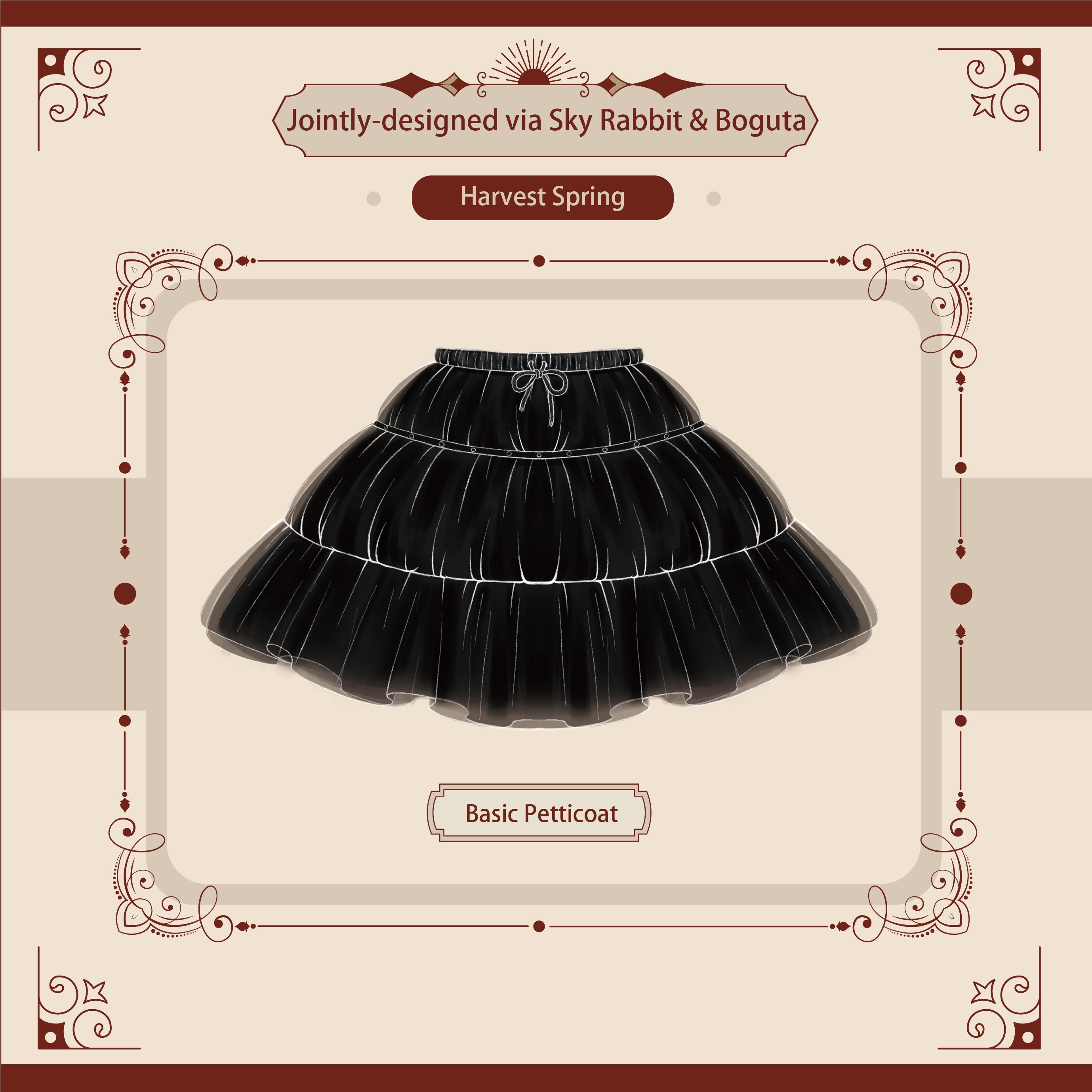 Harvest Spring - 13.8" (35 cm), 17.7" (45 cm) Basic Lolita Petticoat - image 3
