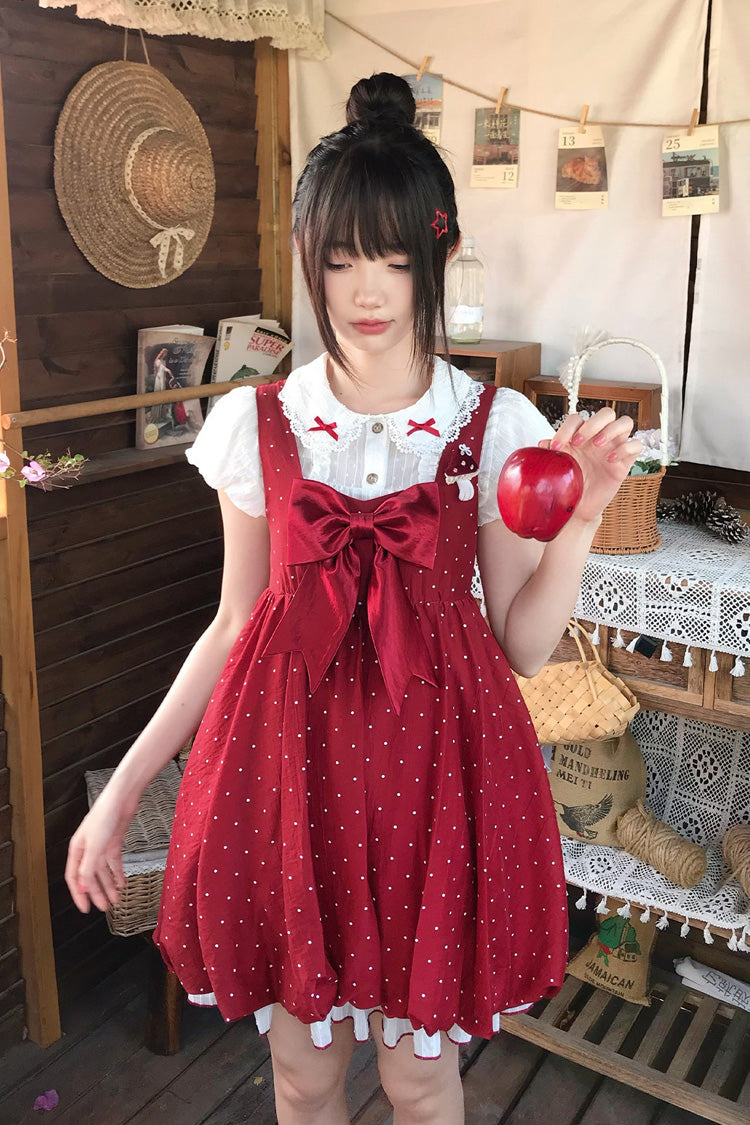 Little Mushroom Sweet Lolita JSK Dress in Red - image 5