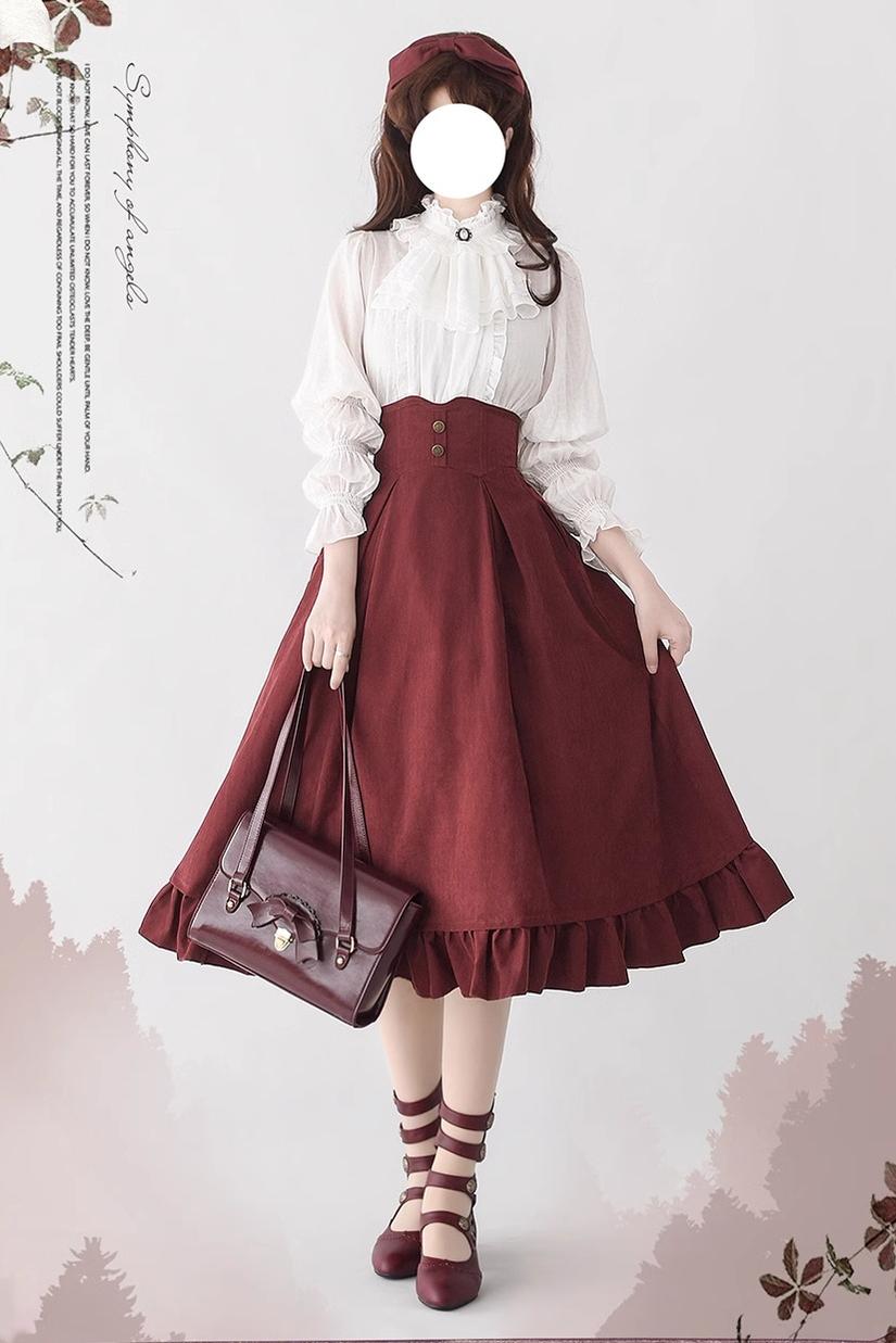 Misty Forest Elegant Vintage Lolita Fishbone Long Skirt and Vest - image 15