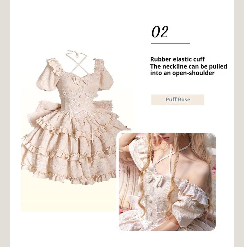 Puff Rose - Sweet Lolita OP Princess Bow Trailing Lolita Dress - image 18