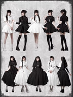 Nihil - Gothic Nun Lolita OP Dress, Irregular Hem Cape and Accessories - image 43