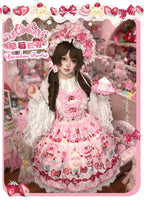 Strawberry Parfait - Strawberry Print Sweet Lolita JSK Dress, Side Pocket and Accessories - image 9