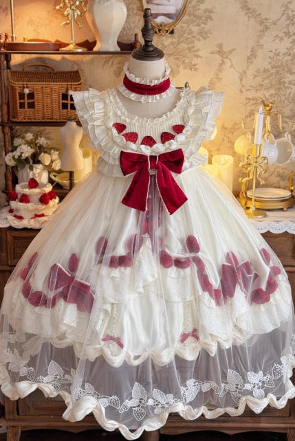 Strawberry Cream Cake White Sweet Lolita OP Set - image 1