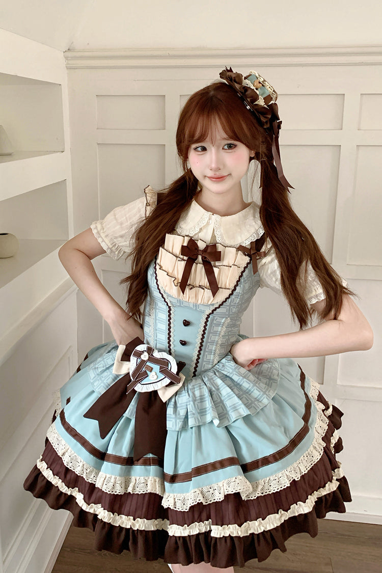 Mint Chocolate Sweet Lolita JSK Dress in Green and Brown - image 2