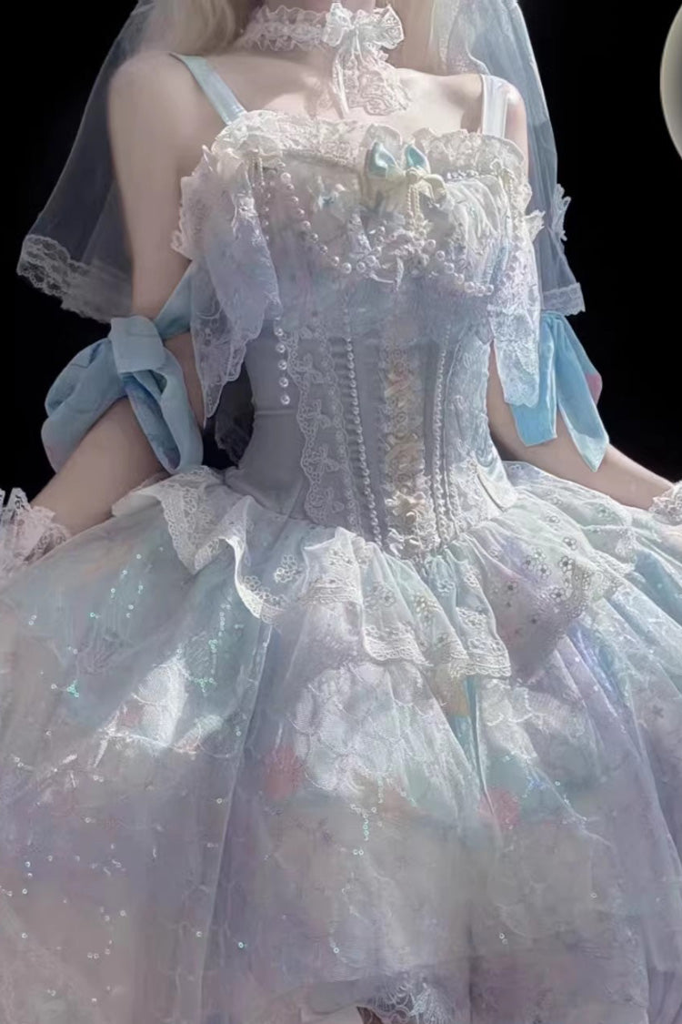 Mermaid's Tears - Ocean Wedding Sweet Lolita JSK Full Set - image 7