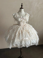 Champagne Illusion Neckline Princess Lolita JSK Dress Full Set - image 6