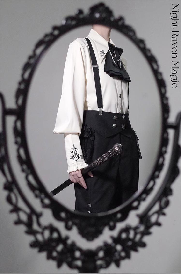 Night Raven Magic - Ouji Lolita Dress Set, Suspender Shorts & Cape - image 34