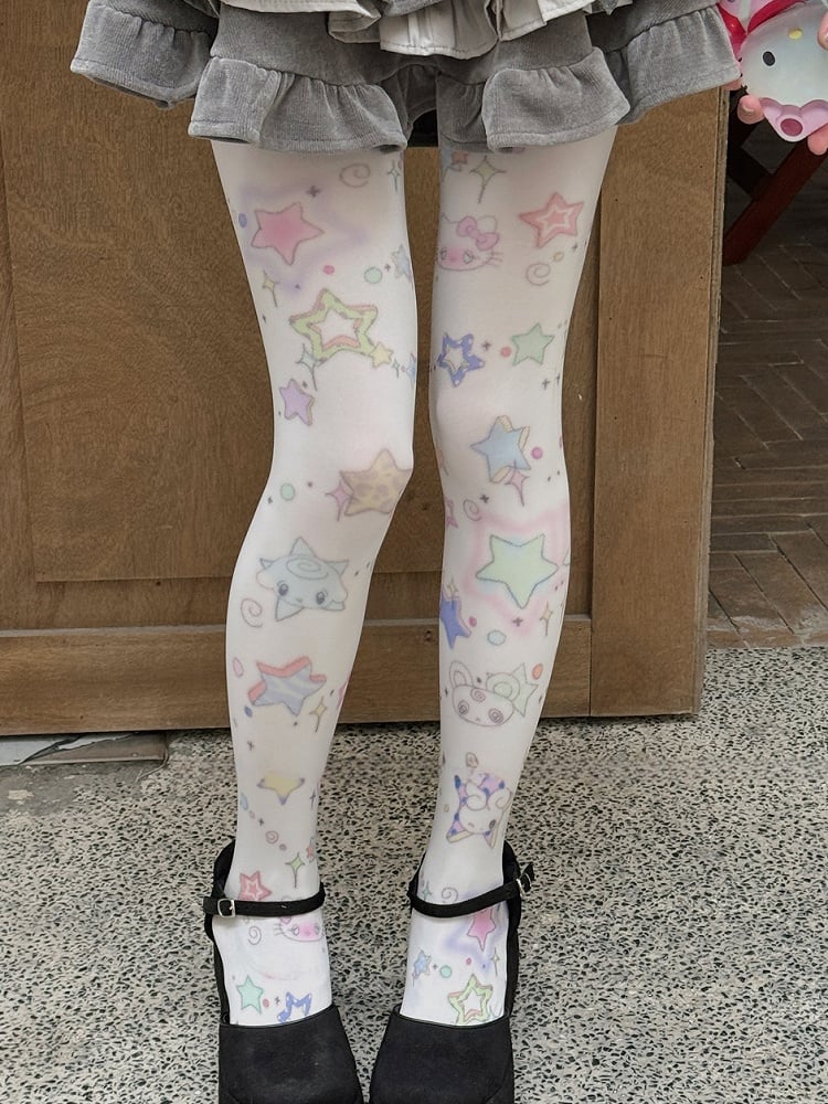 Sweet Star Print Lolita Tights - image 1