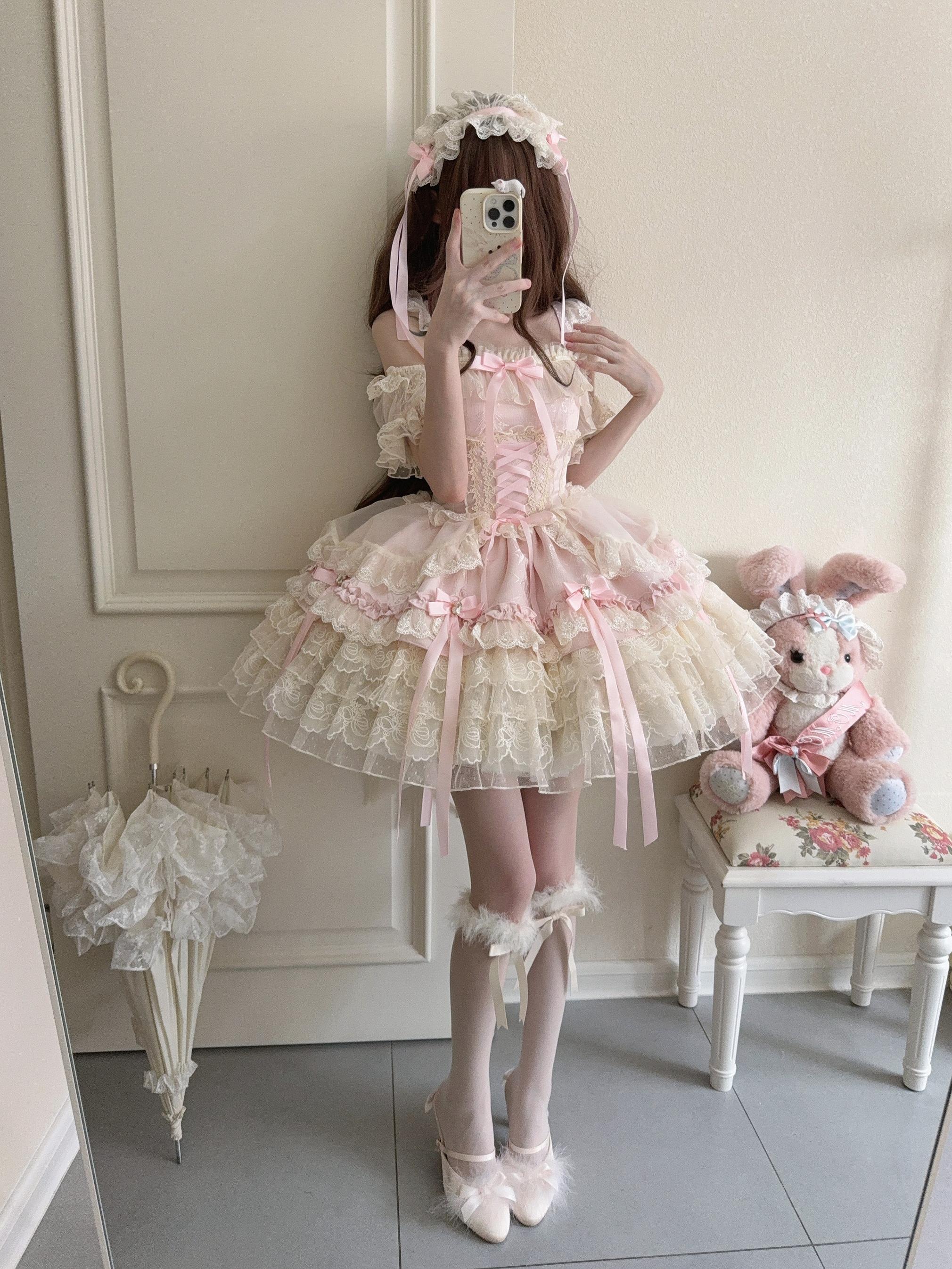 Ribbons of Love Sweet Lolita Tiered JSK Dress - image 5