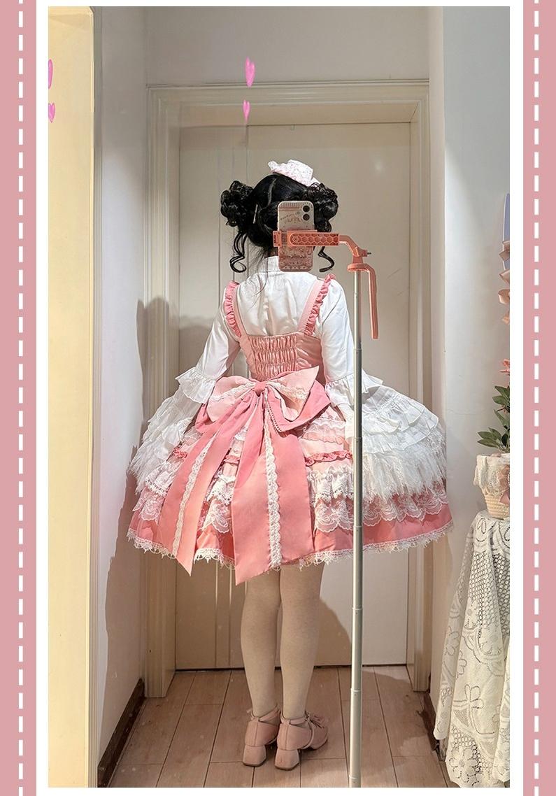 Girl's Secret - Pink Sweet Lolita JSK Dress with Lace and Bow Trailing - image 11