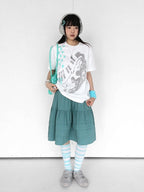 White Crew Neck Tee with Distressed Print - innomoood - image 9