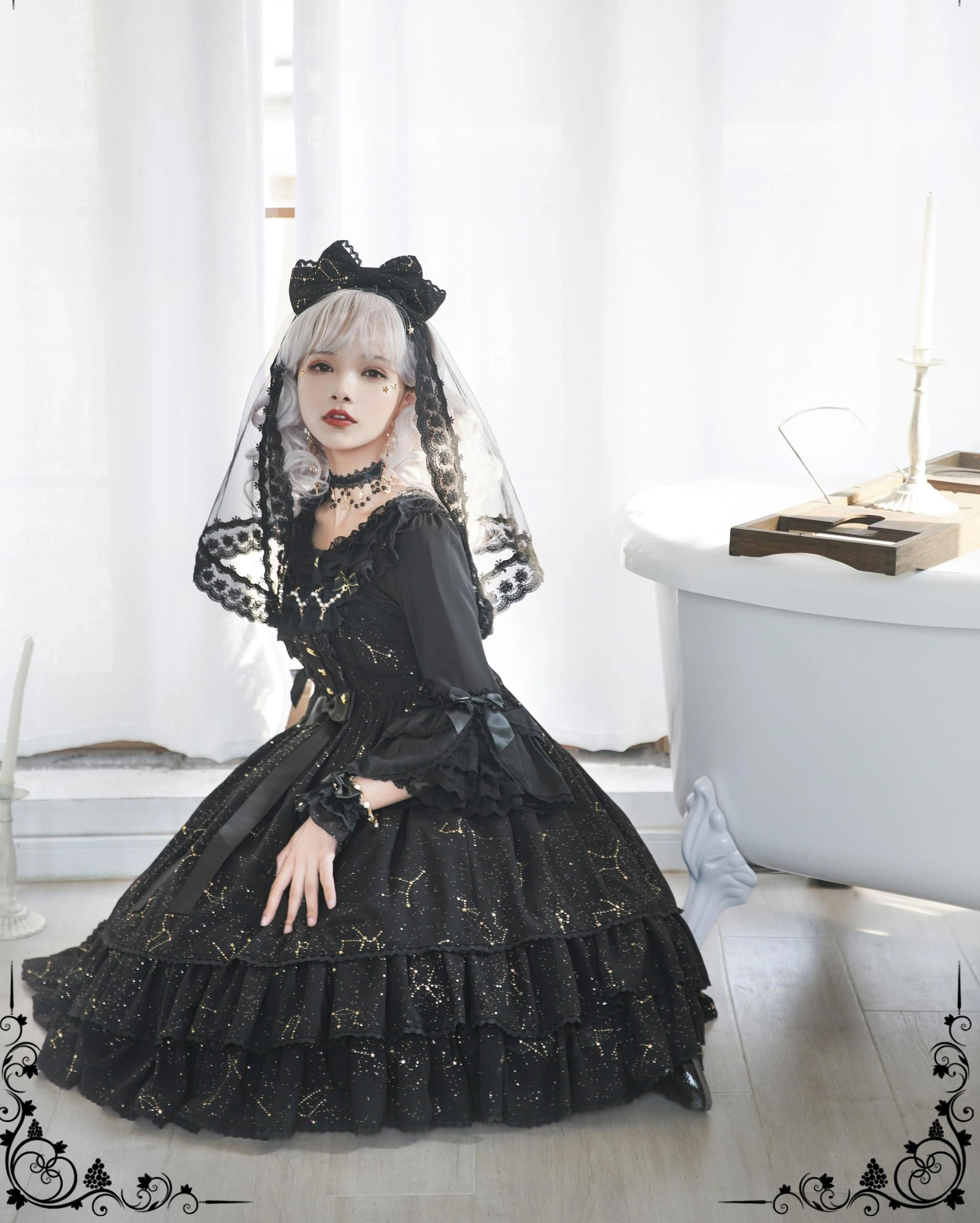 The Whisper of Stars - Gothic Constellation Lolita JSK & Accessories — source image 14