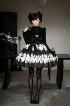 Dead Leaf Butterfly Pattern Lolita OP and JSK Set - image 4