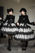 Dead Leaf Butterfly Pattern Lolita OP and JSK Set - image 3