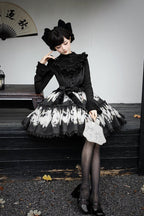 Dead Leaf Butterfly Pattern Lolita OP and JSK Set - image 6