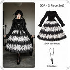 Dead Leaf Butterfly Pattern Lolita OP and JSK Set - image 16