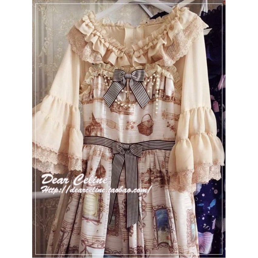 Bell-Sleeved Sheer Lace Blouse II with Two Detachable Ribbons - image 7