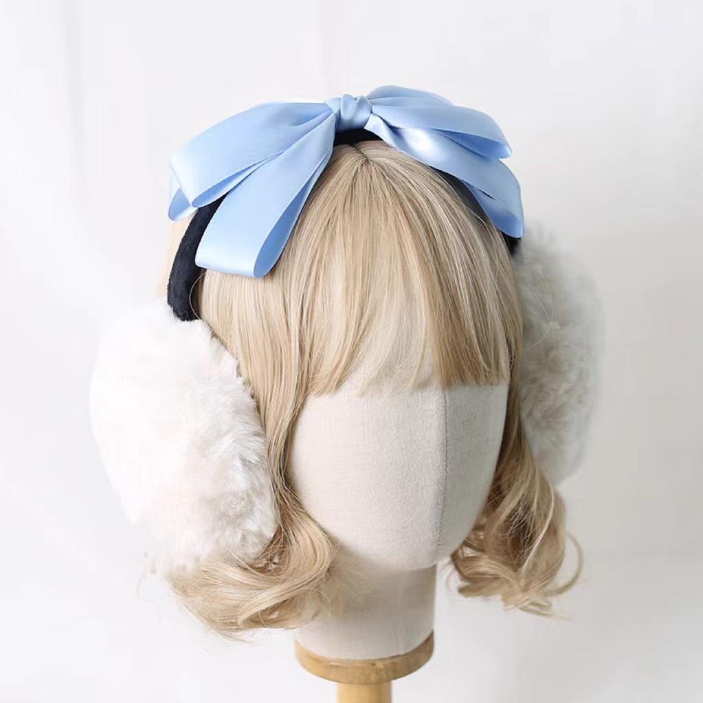 Winter Lolita Bow Plush Earmuffs - image 7