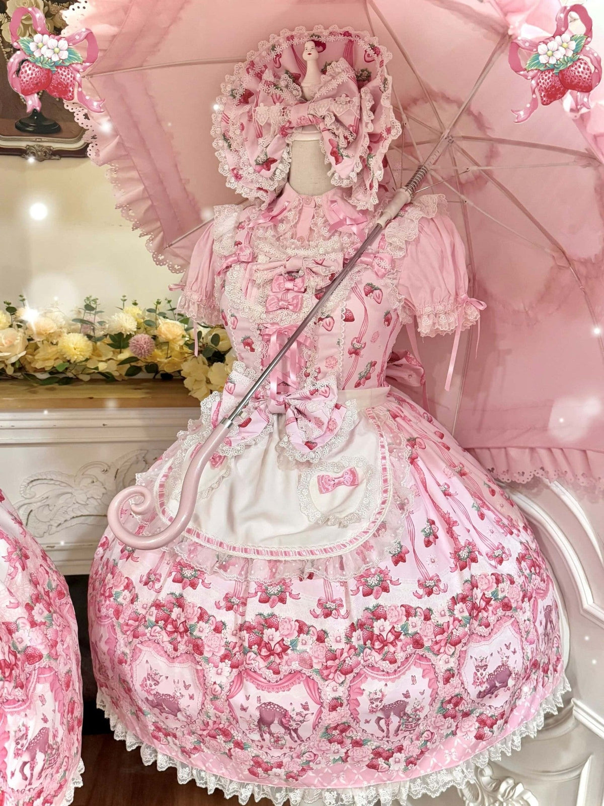 Deer Strawberry Garden Old School Lolita JSK Collection - image 9