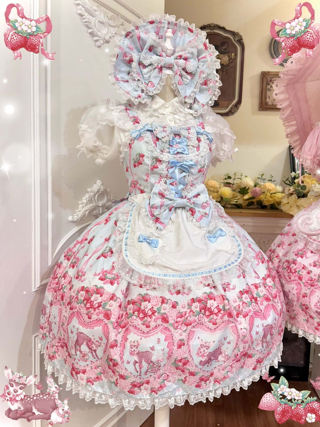 Deer Strawberry Garden Old School Lolita JSK Collection - image 11