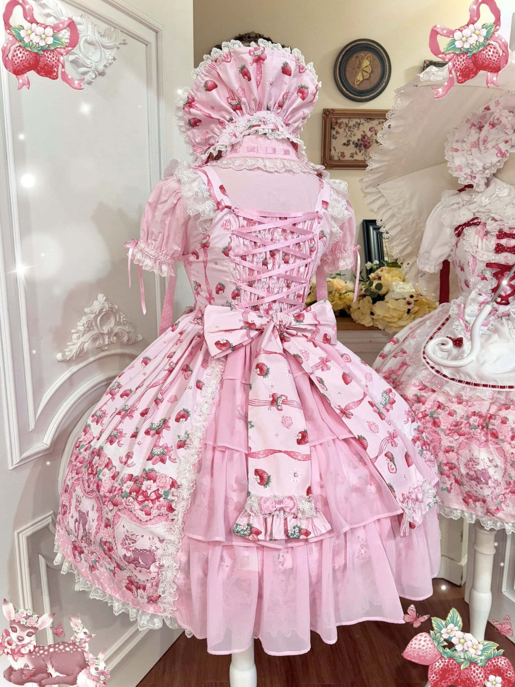 Deer Strawberry Garden Old School Lolita JSK Collection - image 3