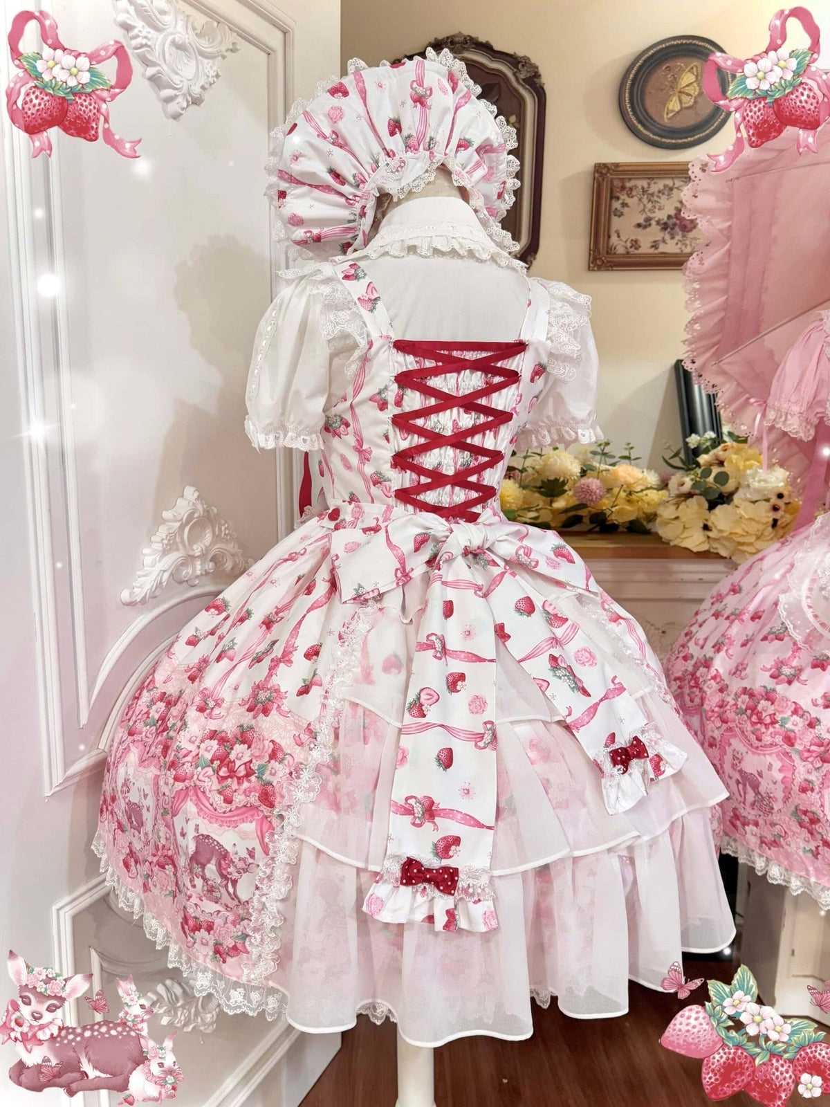 Deer Strawberry Garden Old School Lolita JSK Collection - image 6