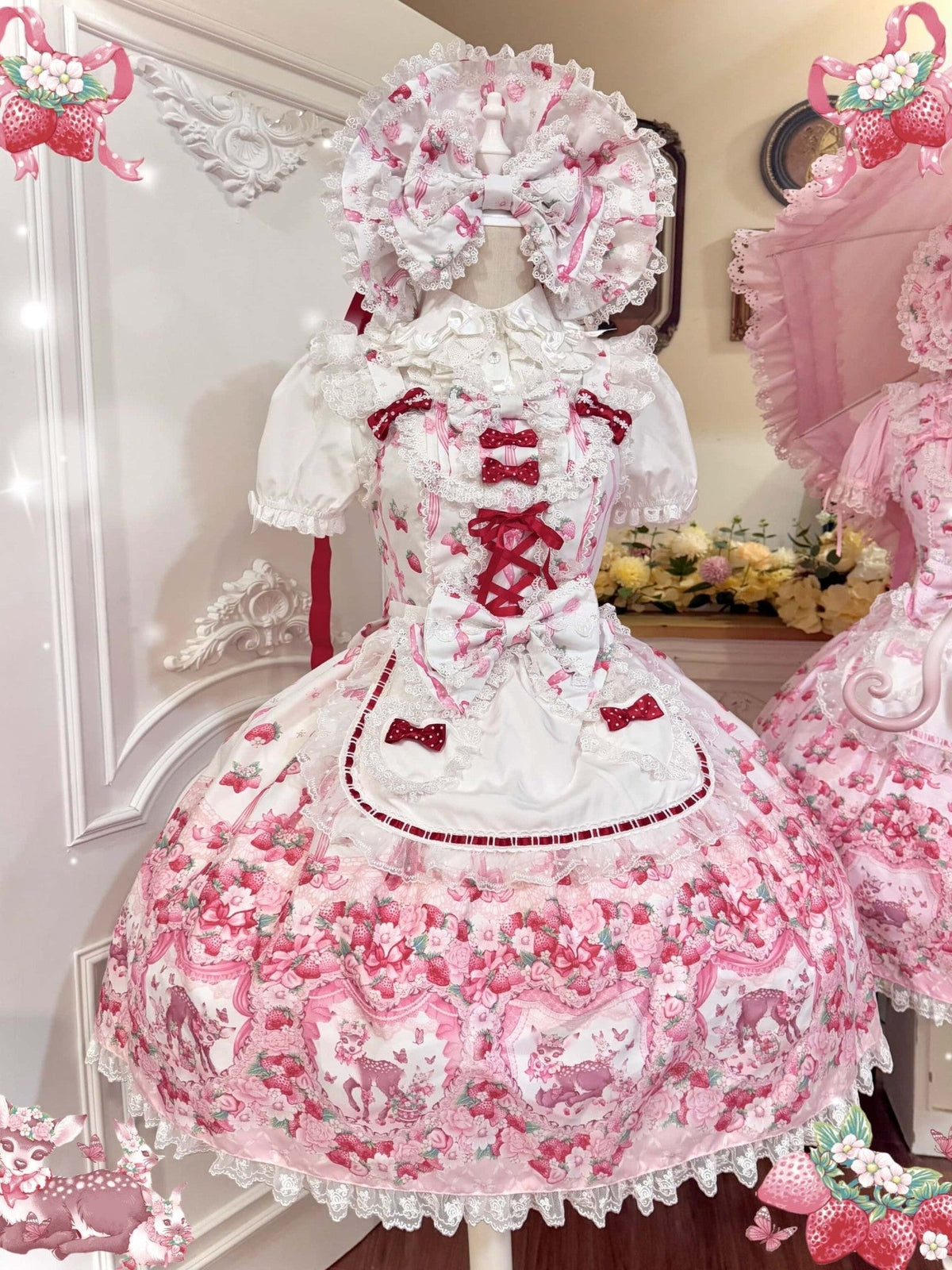 Deer Strawberry Garden Old School Lolita JSK Collection - image 7