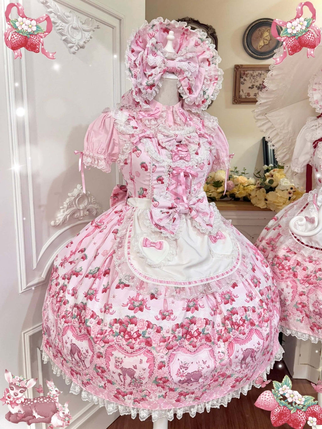 Deer Strawberry Garden Old School Lolita JSK Collection - image 10