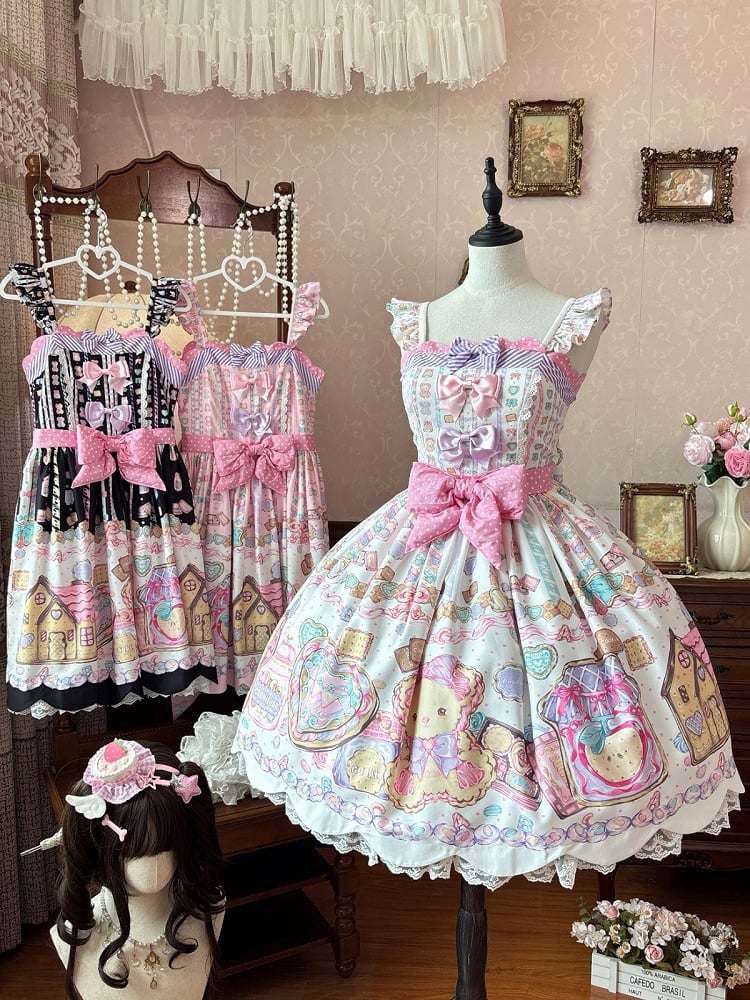Adorable White Bear-Print Lace JSK with Ribbon Embellishments - Sweet Dream Shop - image 4