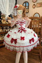 Sweetheart - Sweet Lolita JSK Dress in White and Red - image 7
