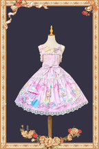 Macarons Dolly House - Square Collar Sleeveless Printed Bow Sweet Lolita JSK Dress - image 4