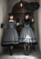 Yesterday's Epistle - Winter Classic Lolita Plaid Dress Set, Fishbone Waist - image 12