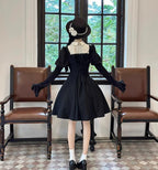 Gothic Lolita OP Dress Nun Style Fishbone Skirt - image 9