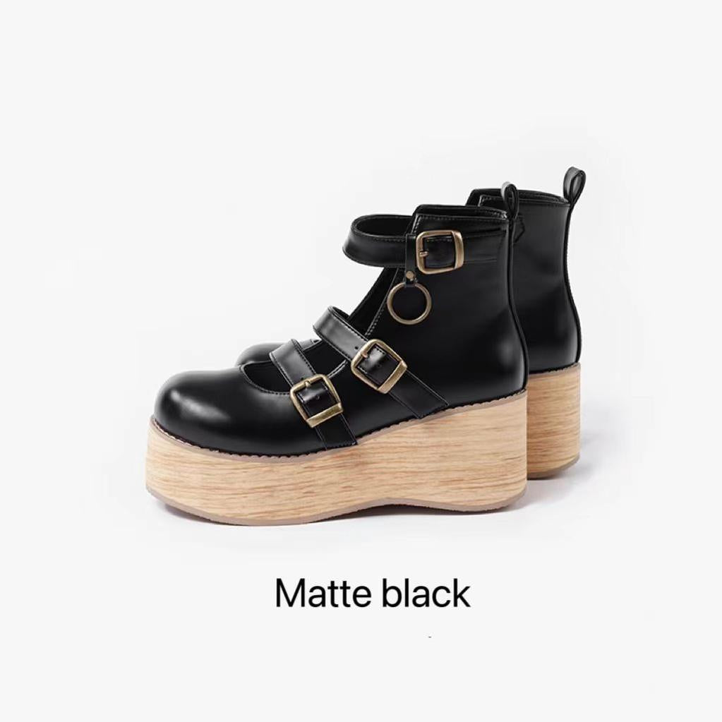 Retro Lolita Platform Shoes Round Toe Thick Sole - image 17
