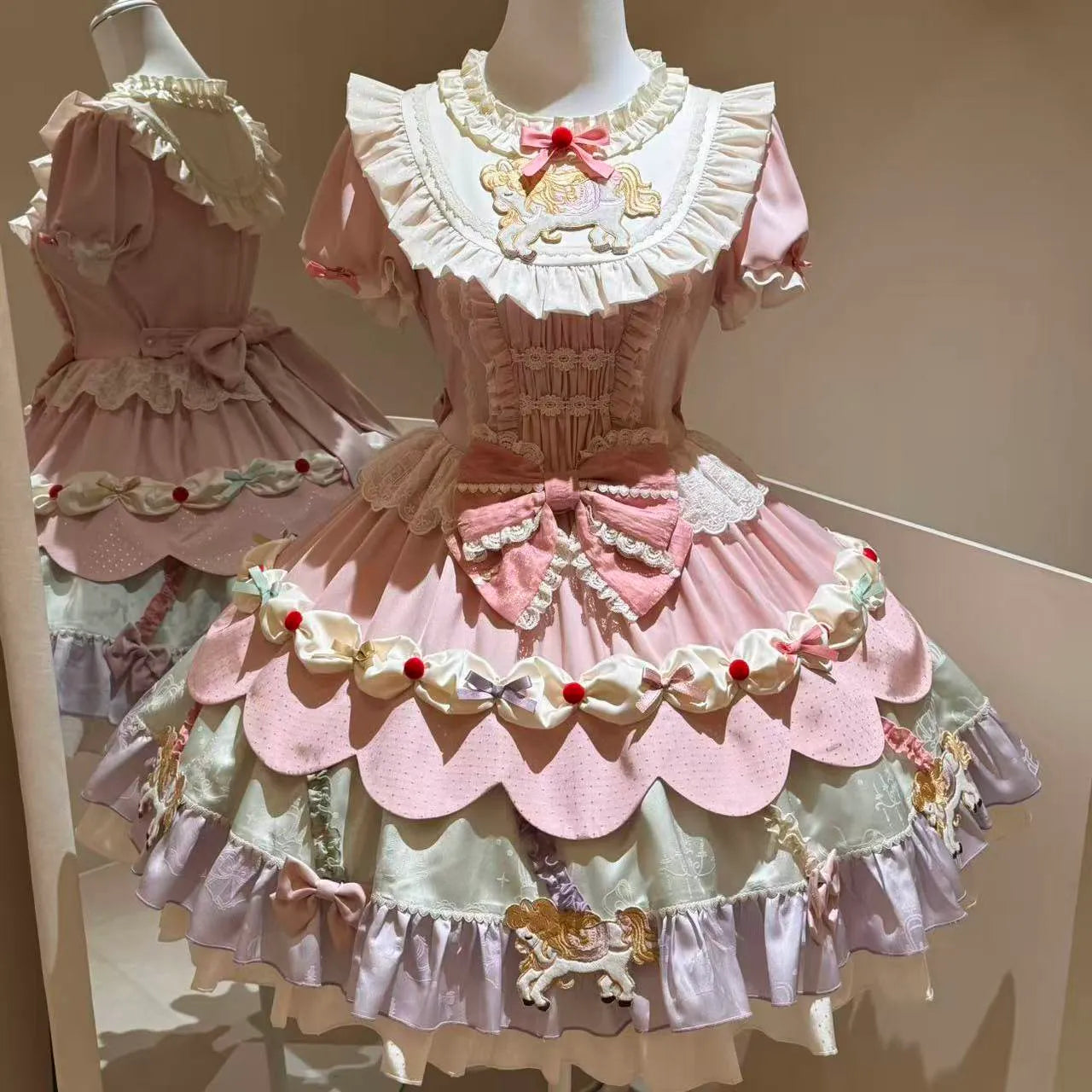Dream Parade Pink Pony Embroidery Sweet Lolita OP and Skirt Set - image 14